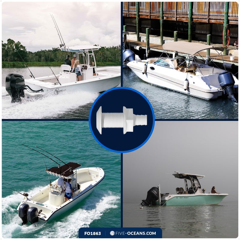 Five Oceans 3/4-Inch Thru-Hull Fittings for Boat, White Injection Molded Polypropylene, Barbed, Resist Harsh Conditions - FO1863 - Image 5
